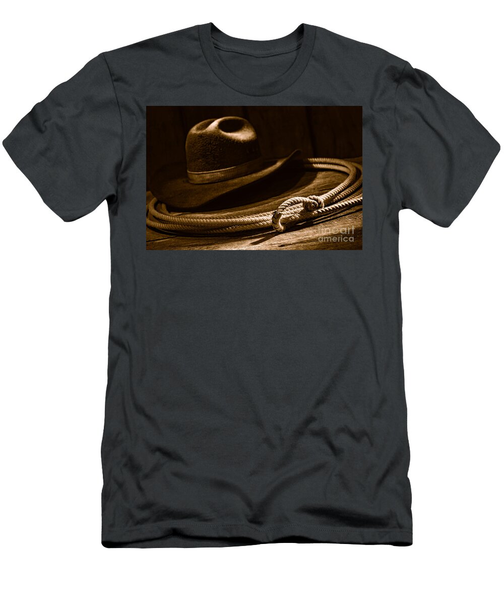 Lariat and Hat Sepia Olivier Le Queinec T-Shirt