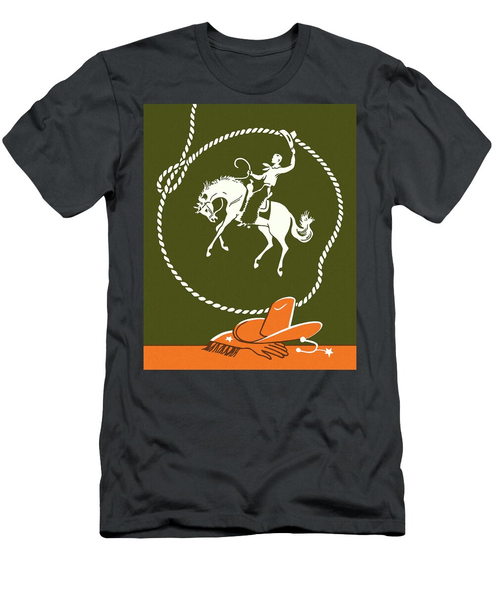 Lasso and Cowboy Riding a Horse Csa Images T-Shirt