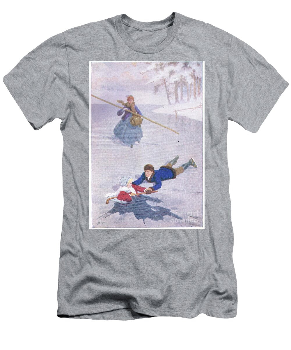 Laurie Held Amy Up By Her Arm and Hockey Stick From Little Women Published By Associated Newspapers Limited C1940 Percy Tarrant T-Shirt