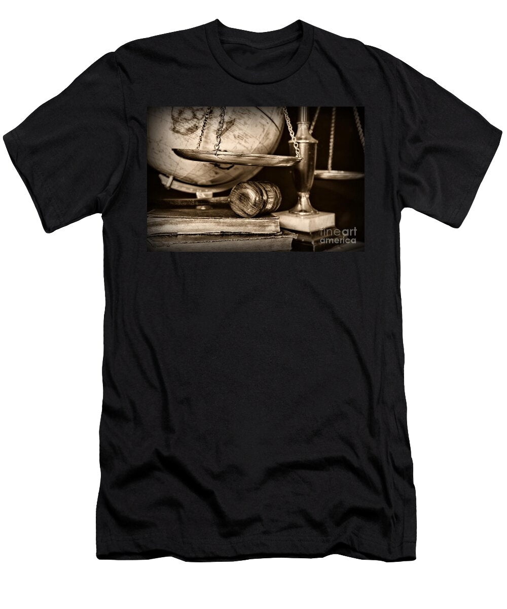 Lawyer the Scales of Justice in Black and White Paul Ward T-Shirt