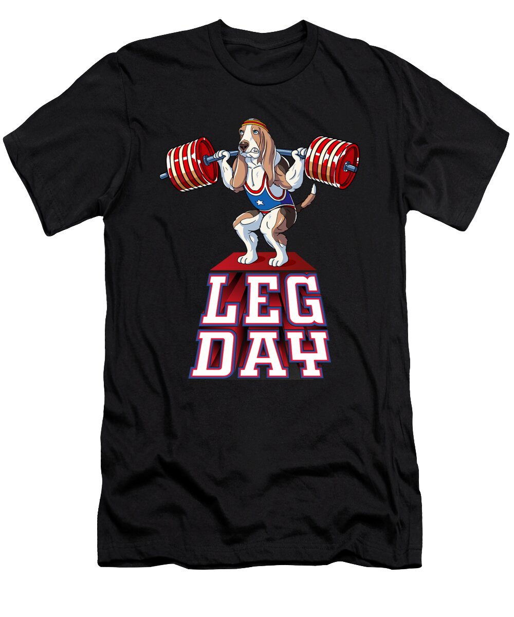Leg Day Basset Hound Weight Lifting Squat Gym Wowshirt T-Shirt
