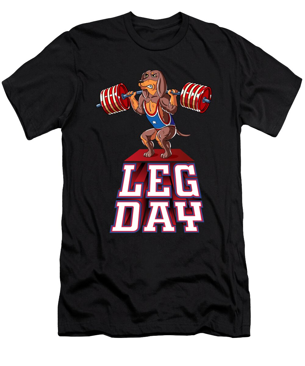 Leg Day Dachshund Weight Lifting Squat Gym Wowshirt T-Shirt