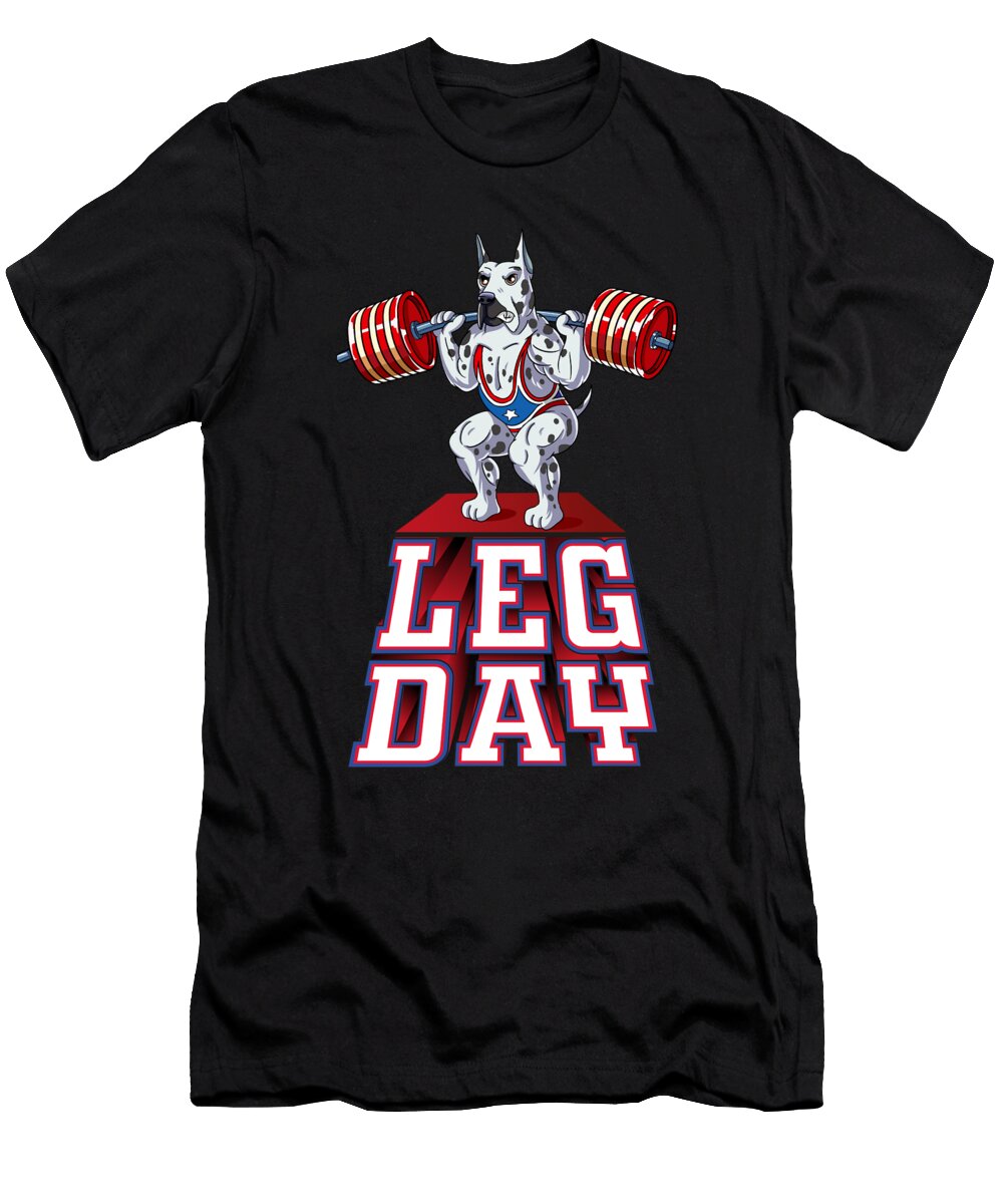 Leg Day Great Dane Weight Lifting Squat Gym Wowshirt T-Shirt