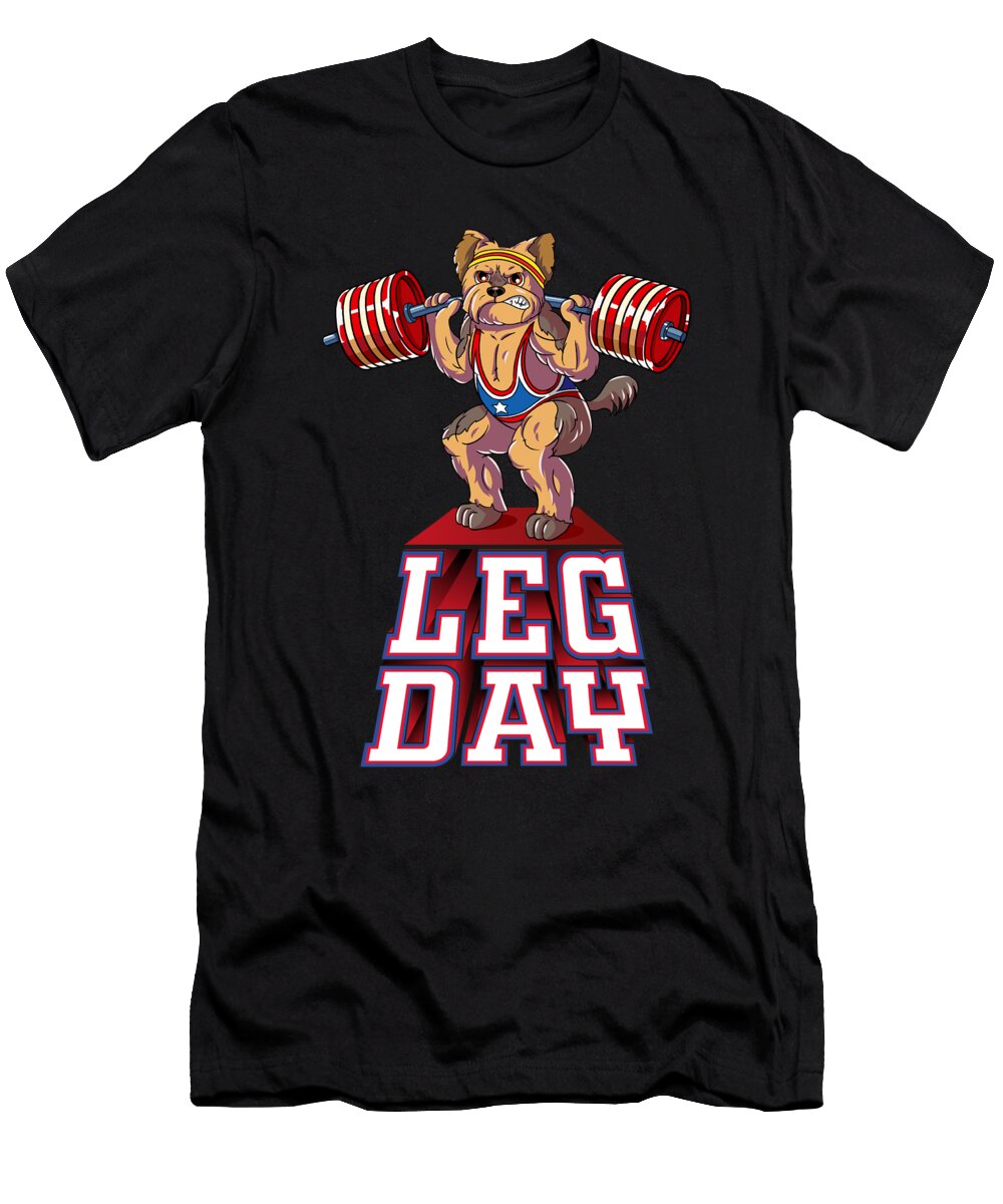 Leg Day Yorkie Weight Lifting Squat Gym Wowshirt T-Shirt