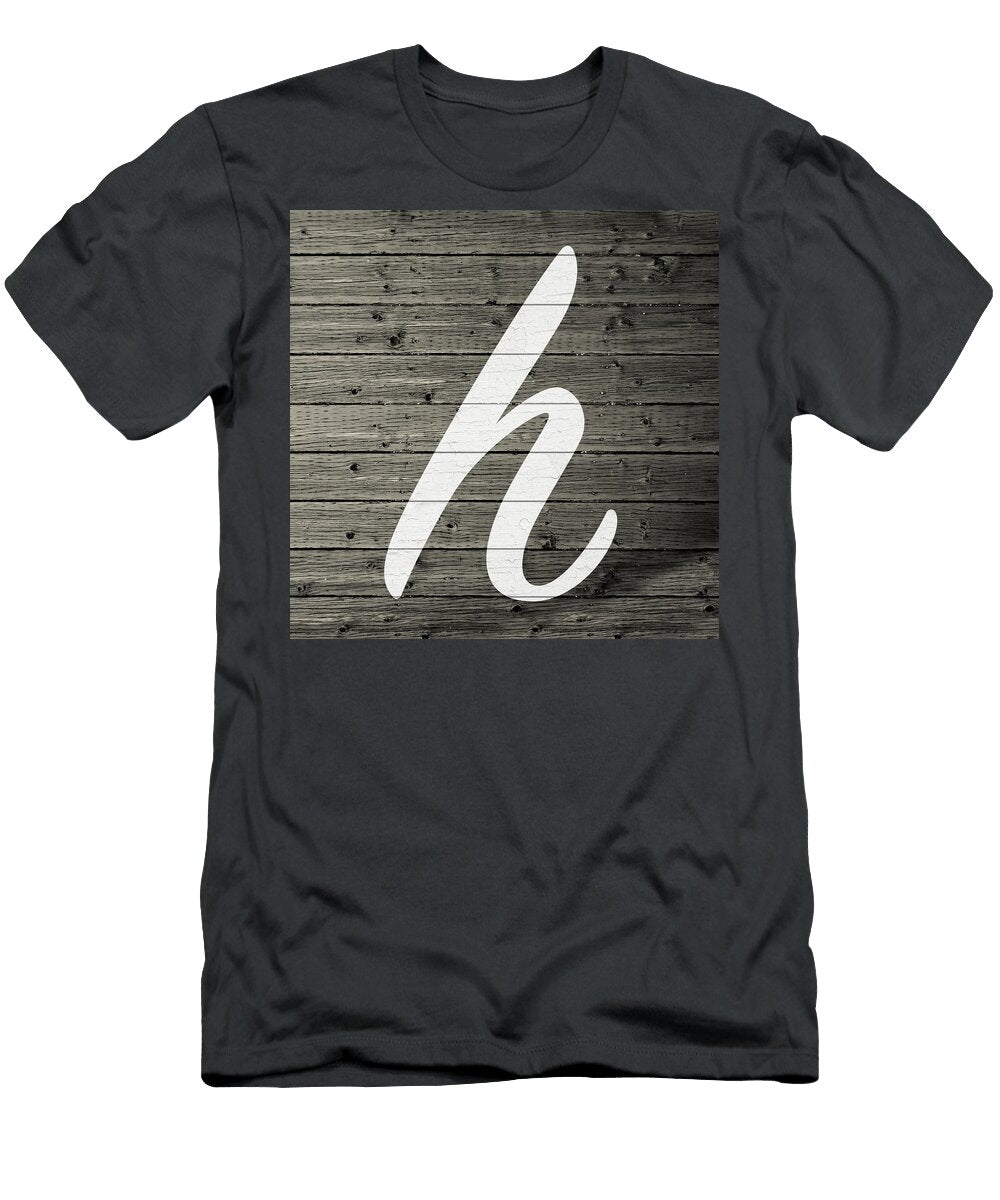 Letter H White Paint Peeling From Wood Planks Design Turnpike T-Shirt