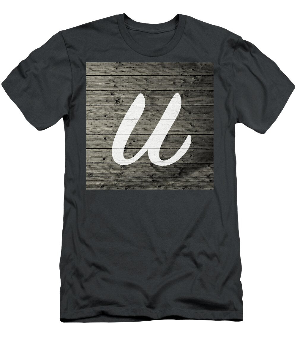 Letter U White Paint Peeling From Wood Planks Design Turnpike T-Shirt