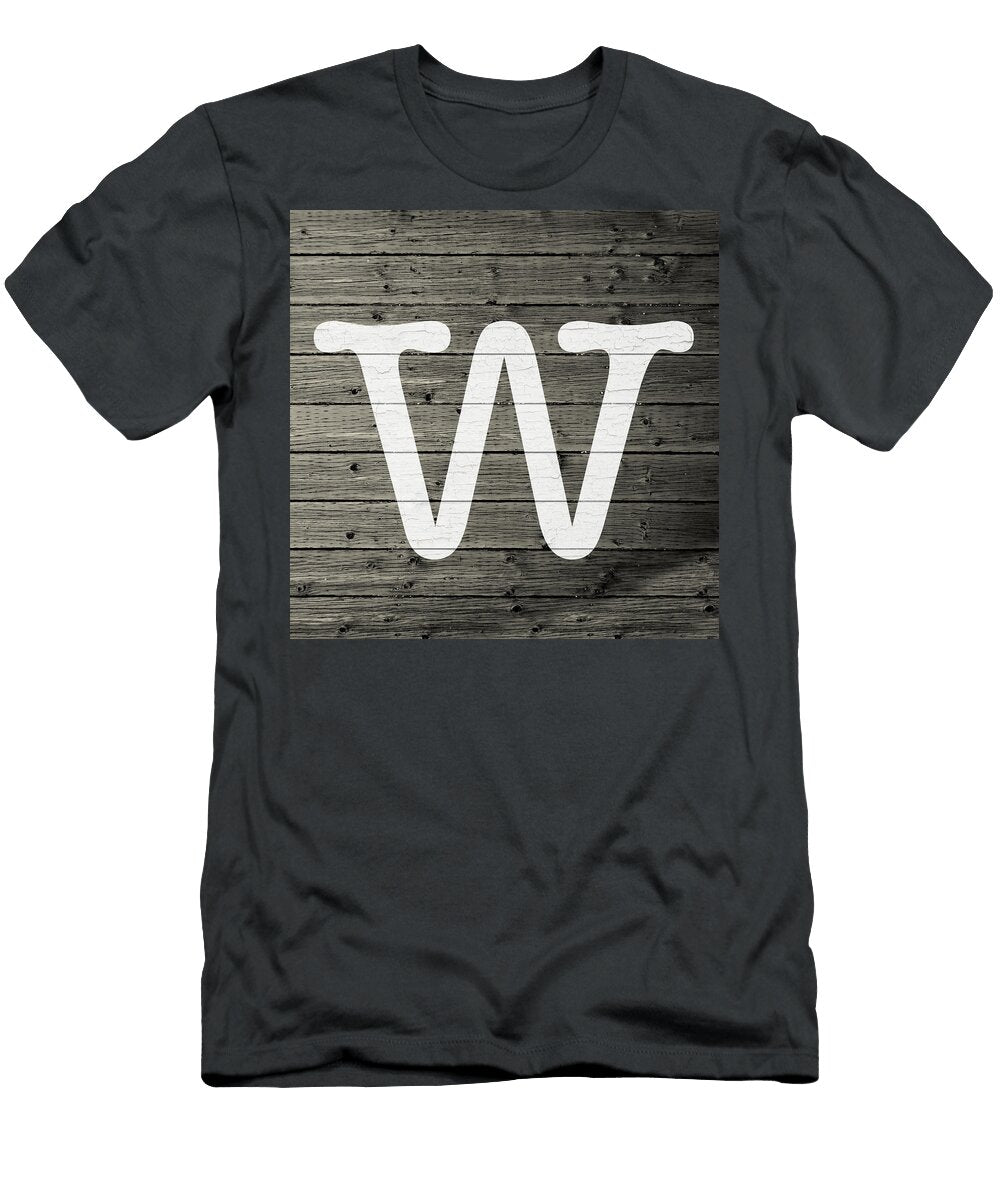 Letter W White Paint Peeling From Wood Planks Design Turnpike T-Shirt
