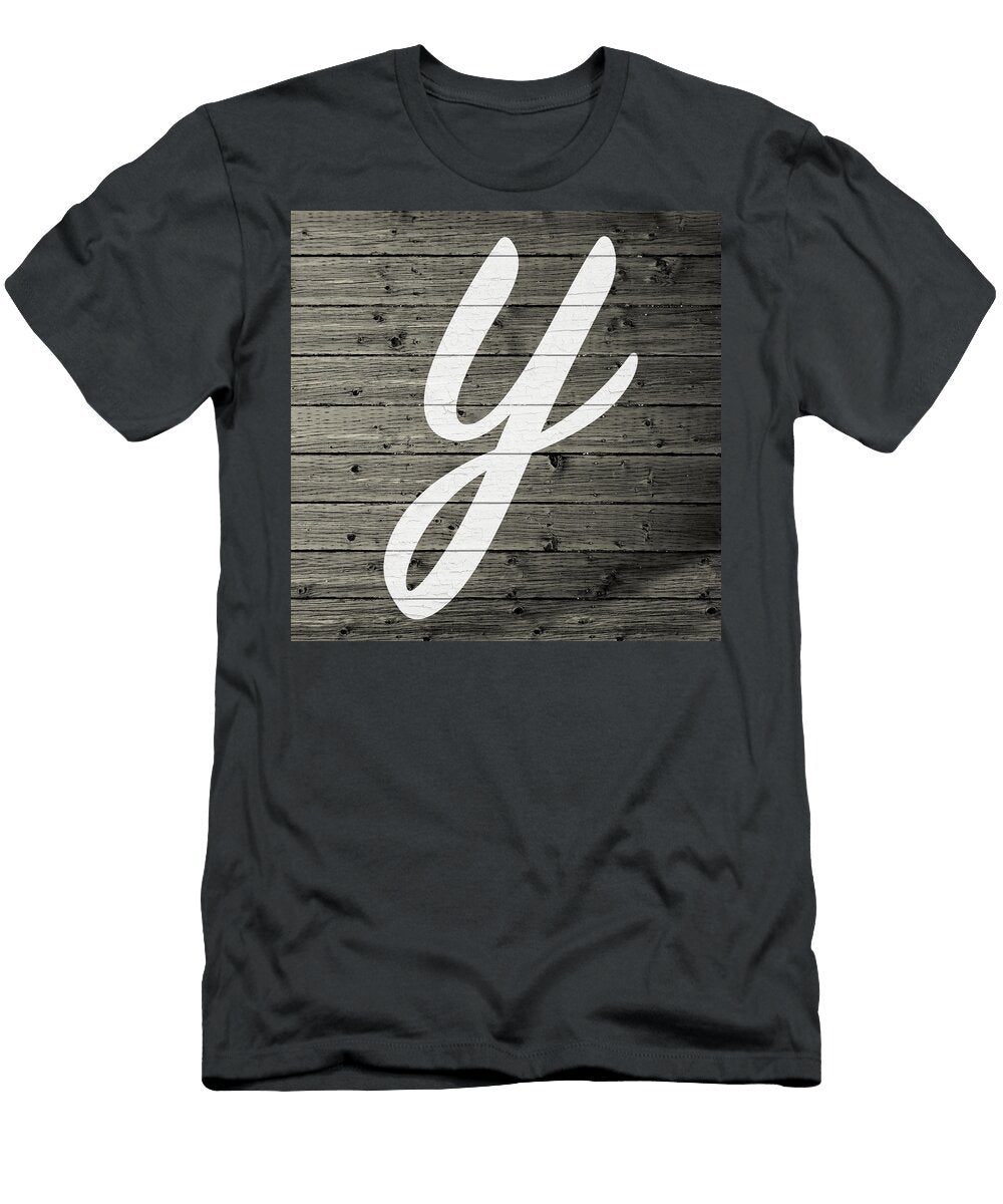 Letter Y White Paint Peeling From Wood Planks Design Turnpike T-Shirt