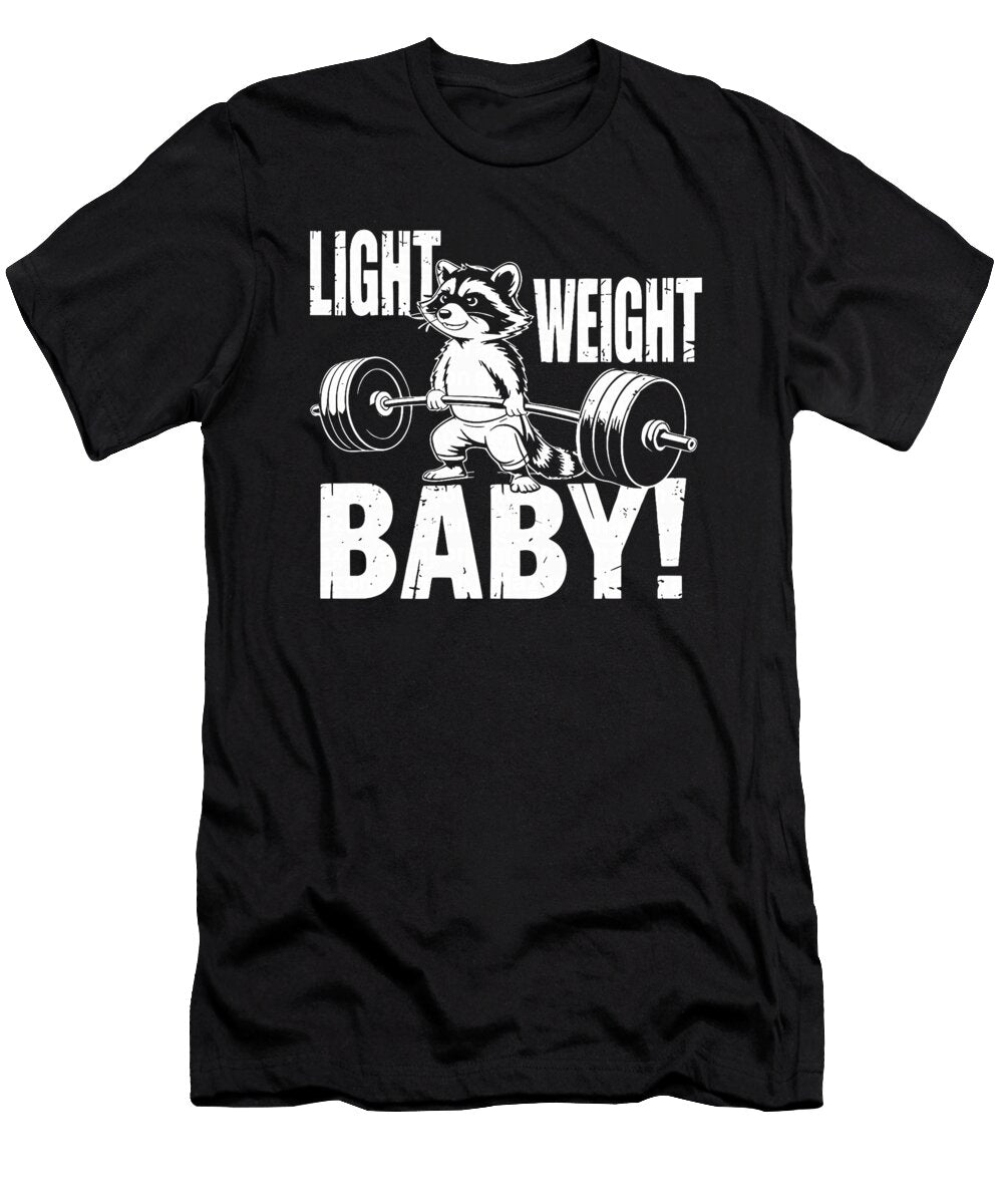 Light Weight Baby Funny Raccoon Weightlifter Gym Coami Tacti T-Shirt