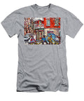 Little Italy Montreal Winterscene Painting for Sale Snowy Hockey Scene Depanneur Dante C Spandau Art Carole Spandau T-Shirt