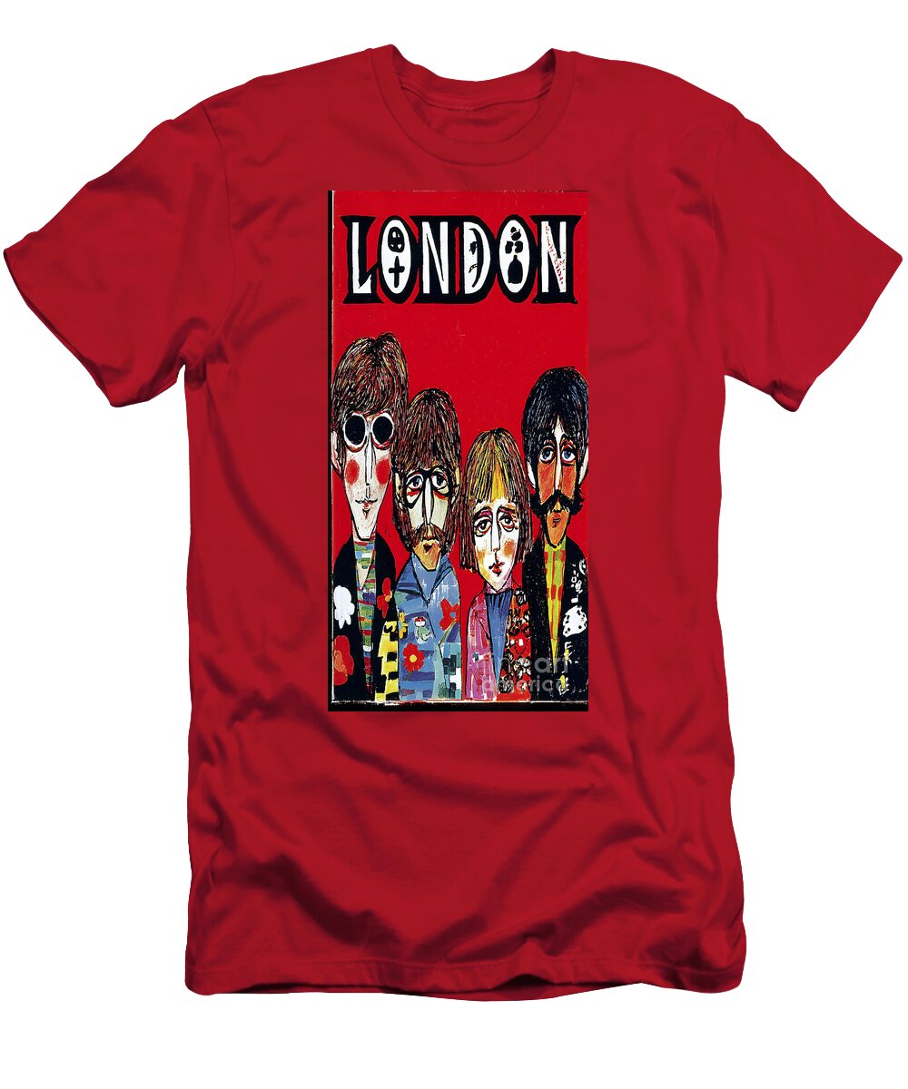 London Legends Stylized Beatles in Bold Colors and Pop Art Fashion Olfactoart Studio T-Shirt