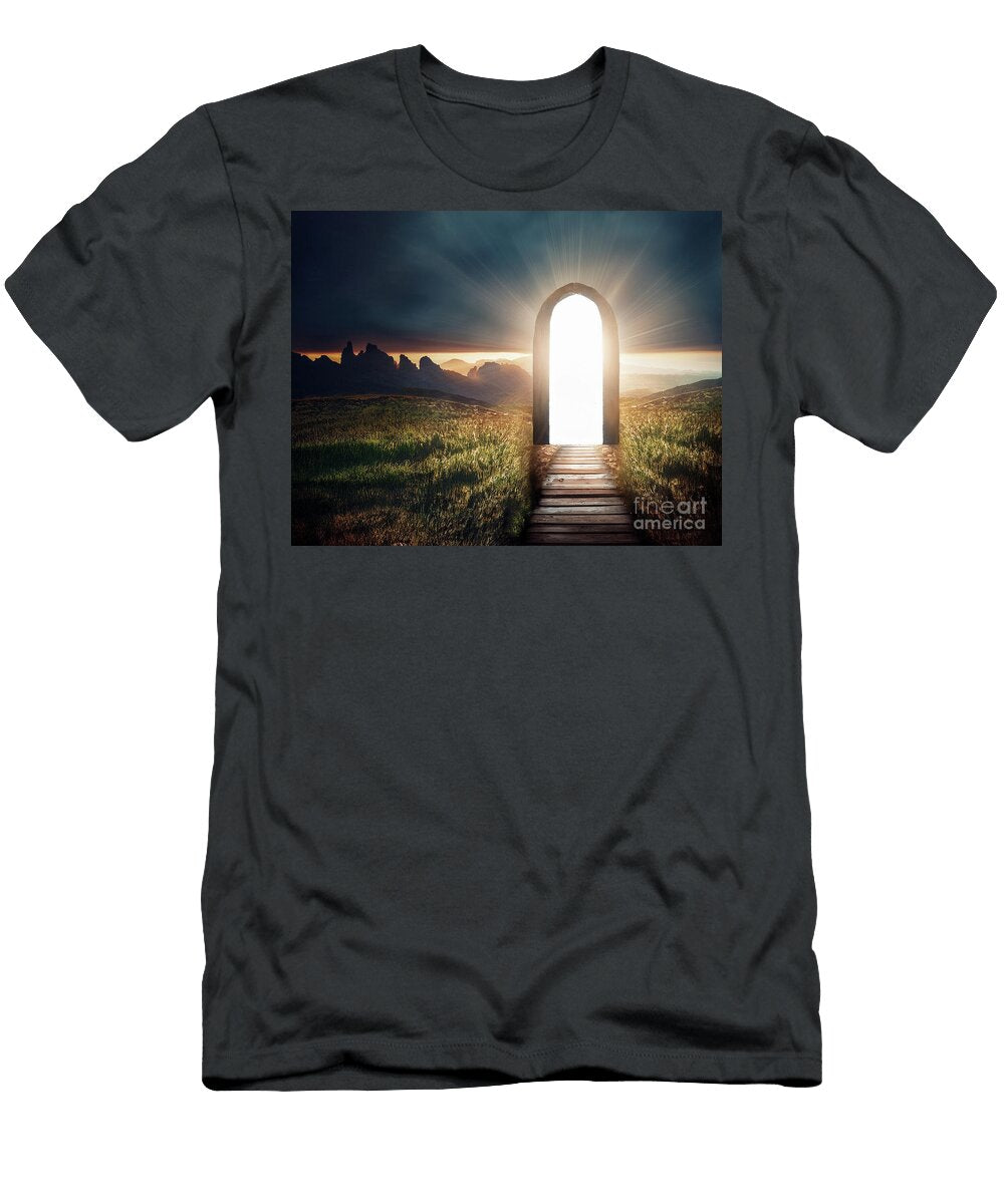 Lonely Figure in Cloudy Tunnel Concept of Entrance to the After Turgay Koca T-Shirt
