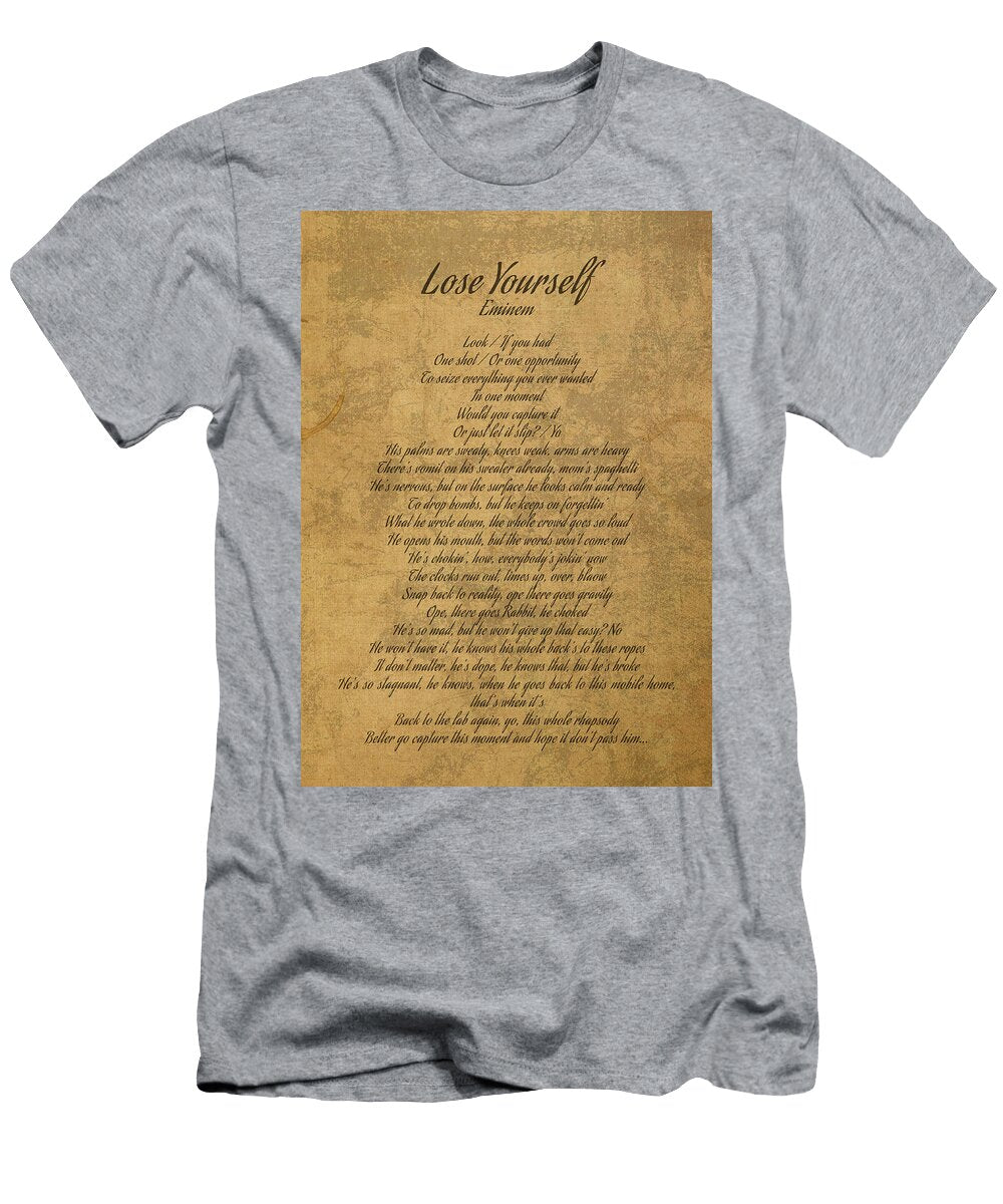 Lose Yourself By Eminem Vintage Song Lyrics on Parchment Design Turnpike T-Shirt