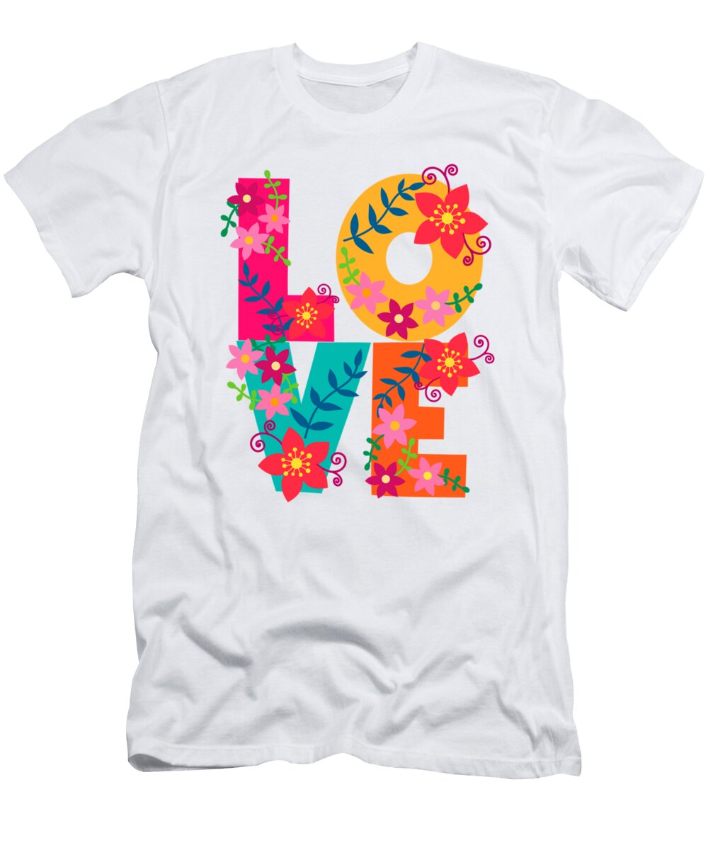 Love Floral Typography Tom Hill T-Shirt
