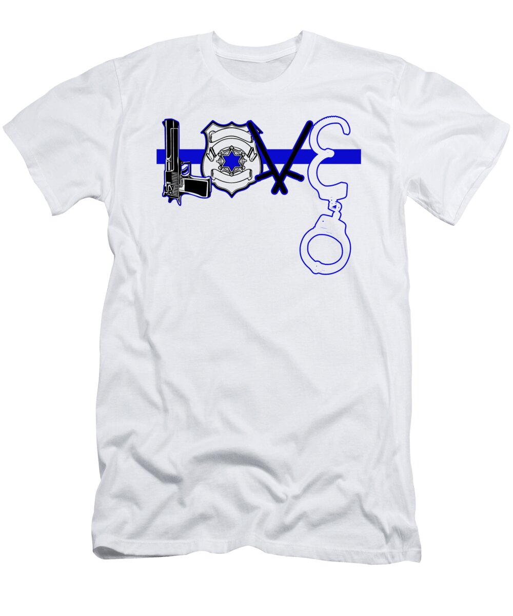 Love Police Then Blue Line Law Enforcement Jacob Zelazny T-Shirt