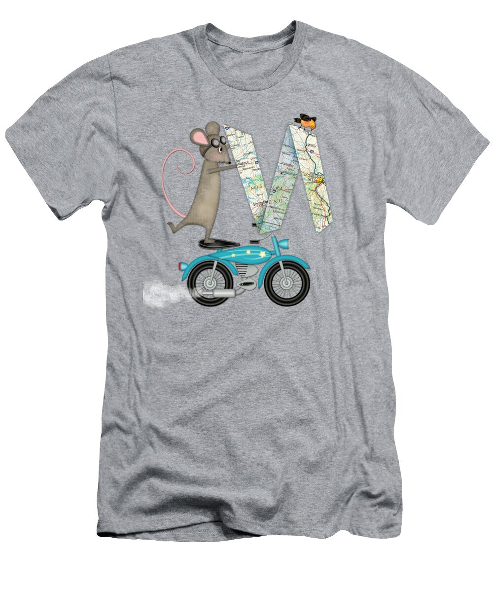 M Is for Mouse Map and Motorcycle Valerie Drake Lesiak T-Shirt