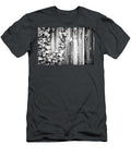 Macro Ivy Leaves on Rustic Wood Planks Texture Organic Pattern Black and White Dmr Filho T-Shirt