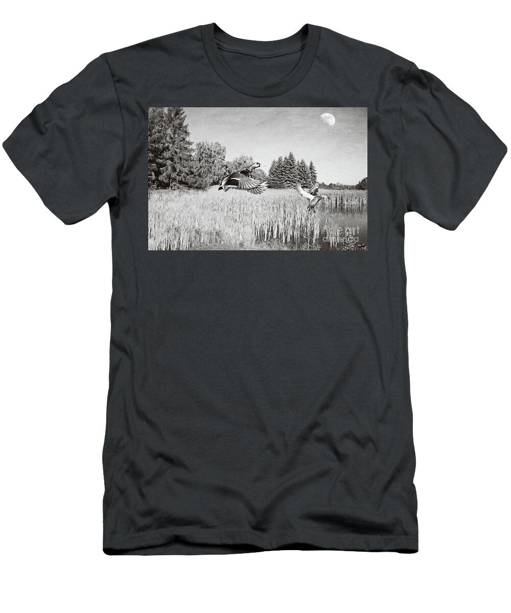 Majestic Mallards Bw Laura D Young T-Shirt