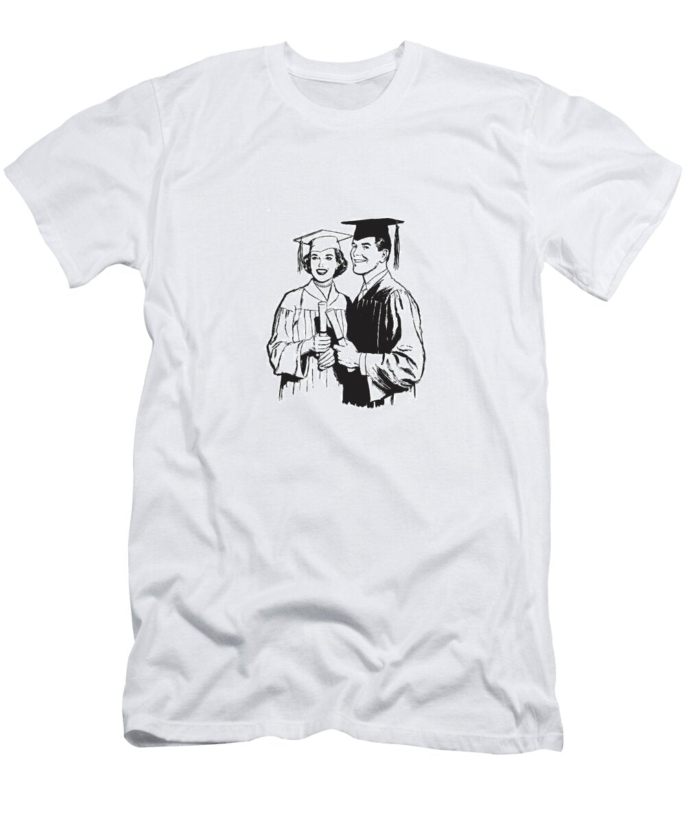 Male and Female Graduates with Diplomas Csa Images T-Shirt