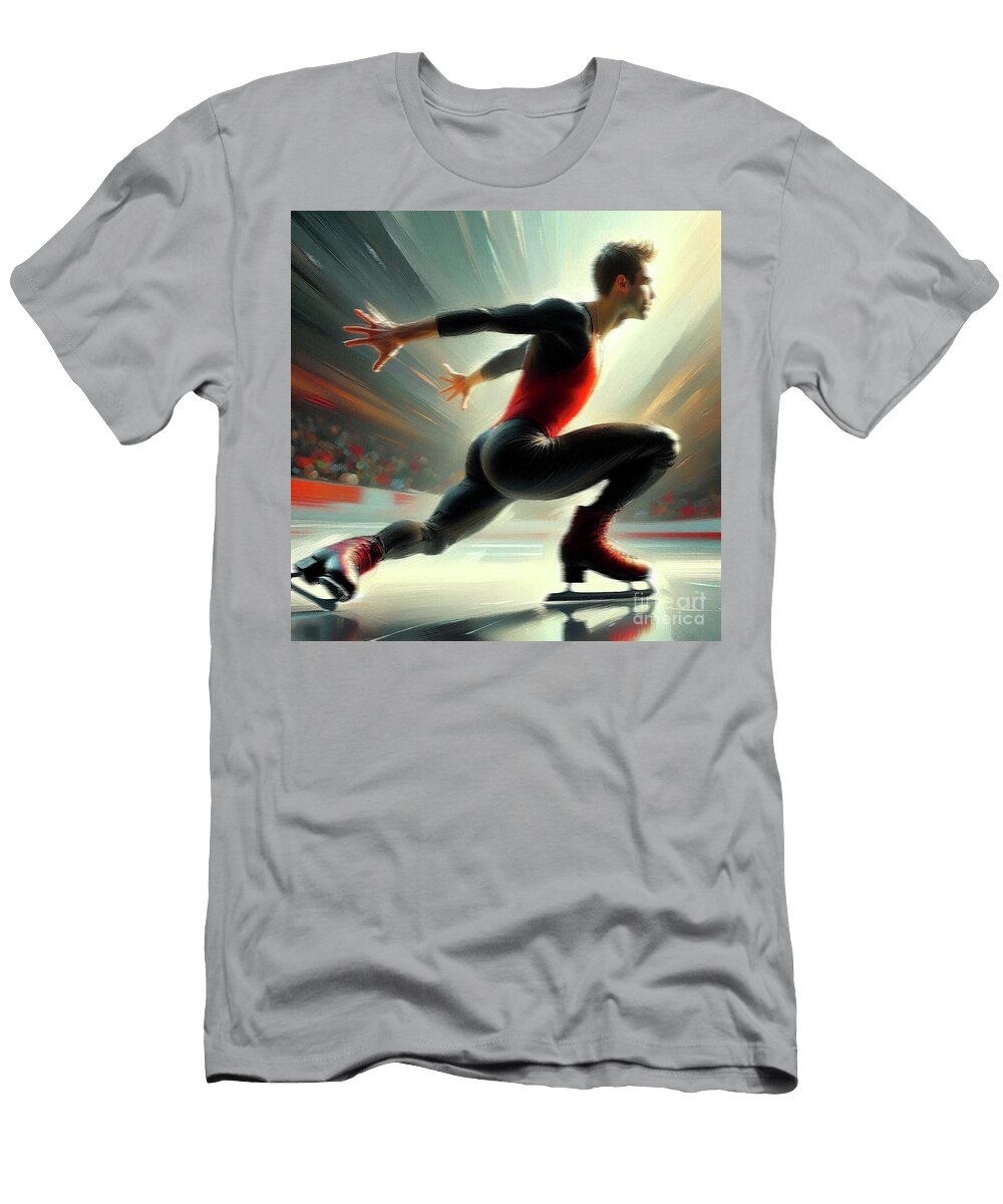 Male Ice Skater Squat Spin Arlene Babad T-Shirt