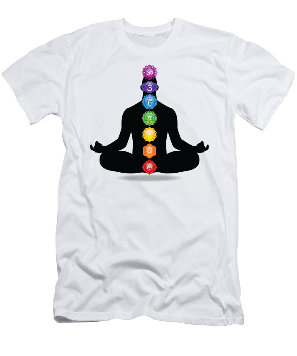 Male Silhouette Chakra Illustration Serena King T-Shirt