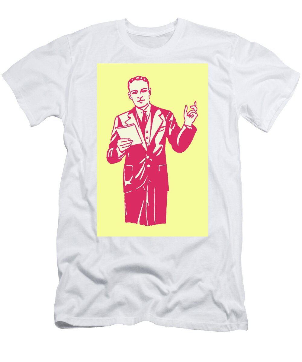 Male Speaker in Suit with Notes in Hand Csa Images T-Shirt