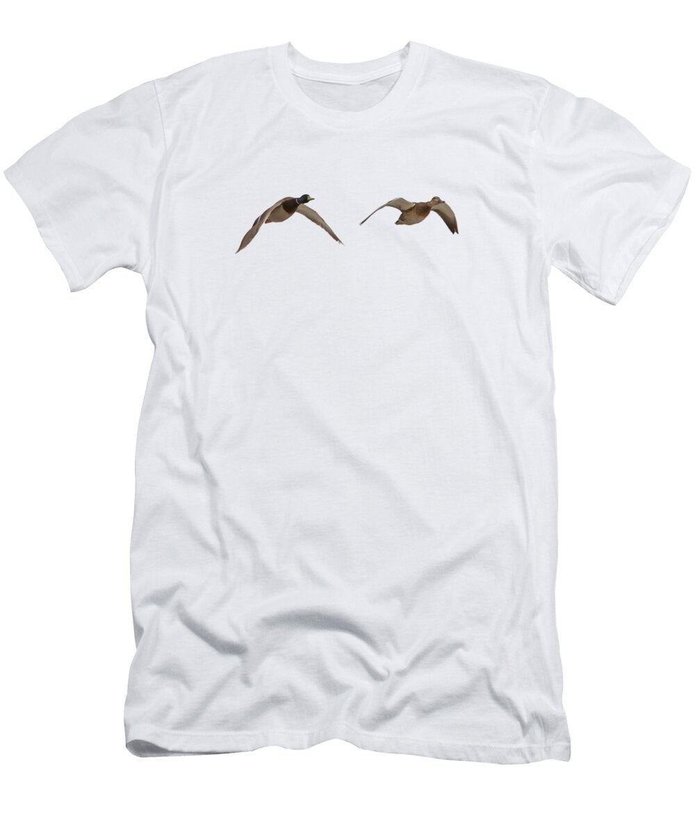 Mallards in Flight Whispering Peaks Photography T-Shirt