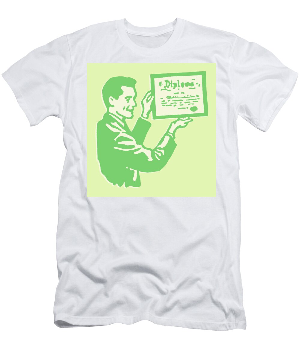 Man Holding Up Framed Diploma Csa Images T-Shirt