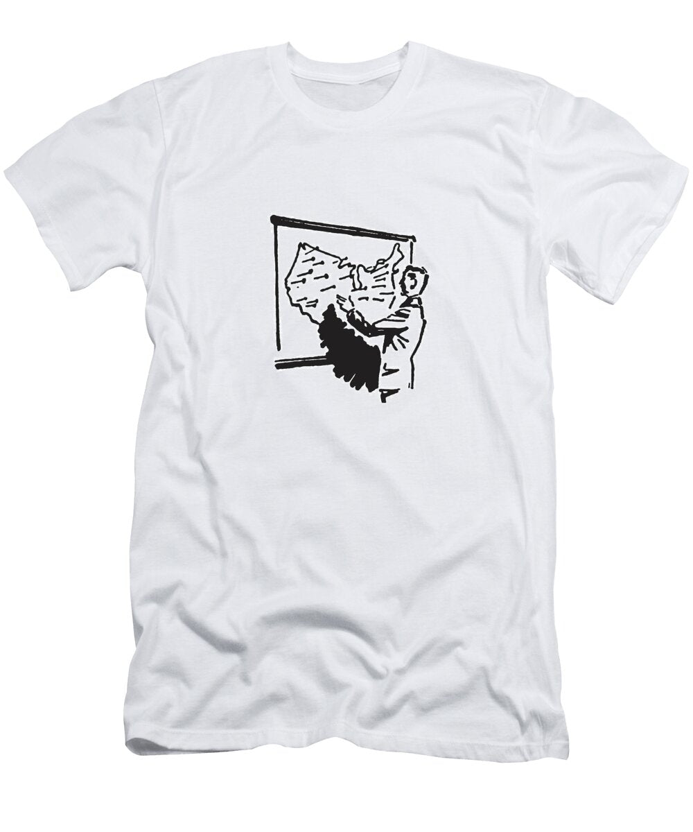 Man in Front of and Pointing to Map of USA Csa Images T-Shirt