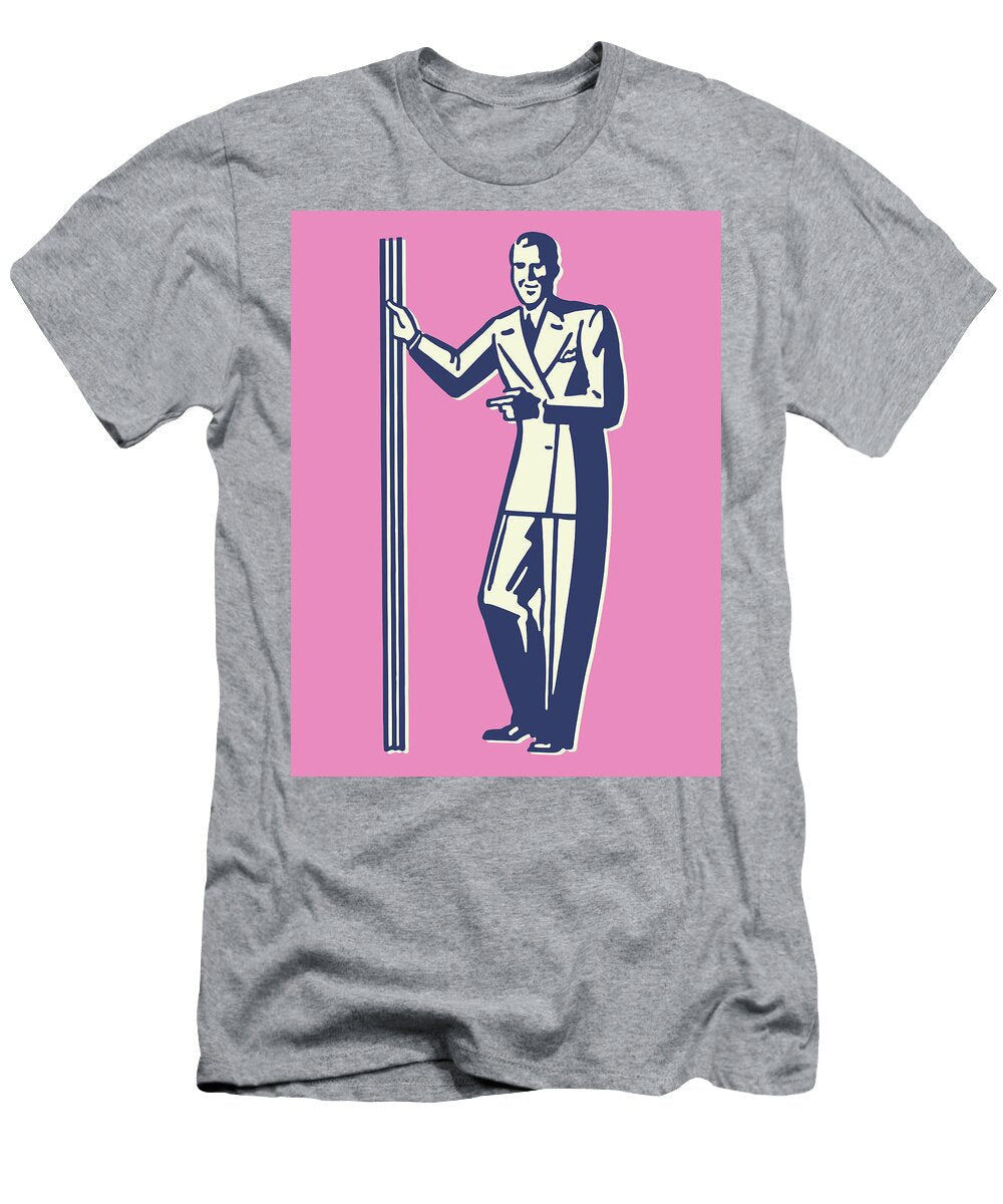Man in Suit Leaning on Wall Csa Images T-Shirt