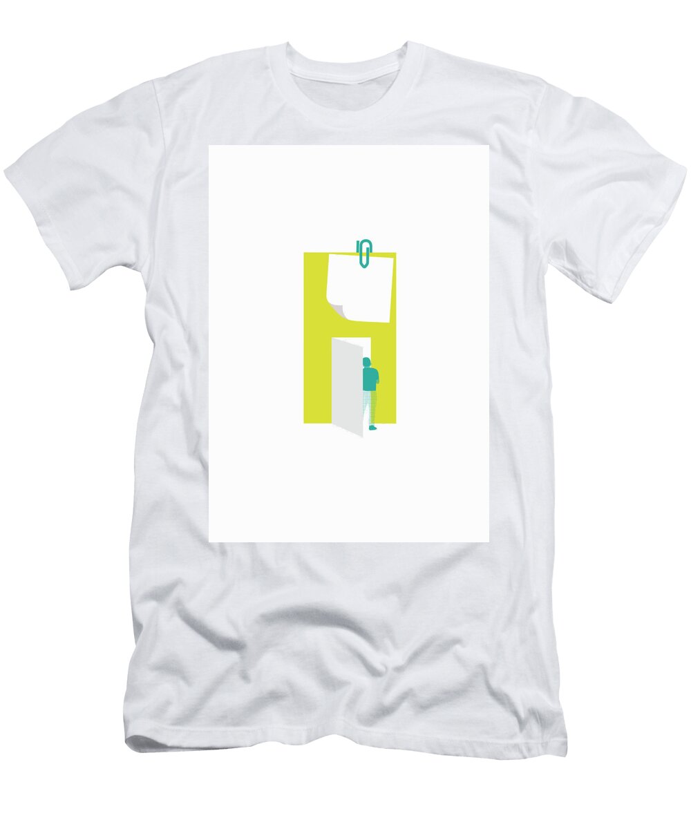 Man Peering Through Doorway Ikon Ikon Images T-Shirt