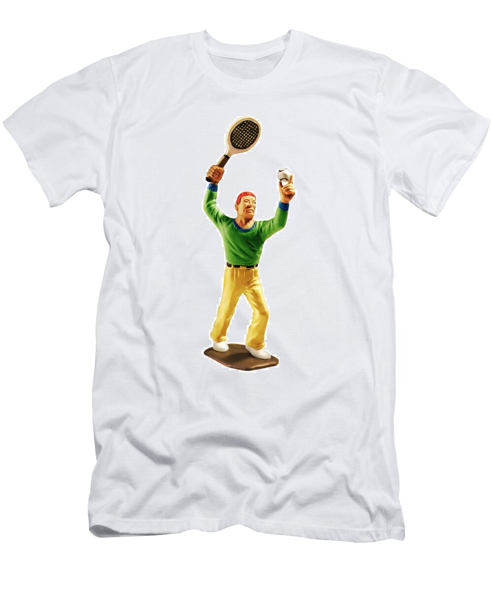 Man Playing Tennis About to Serve the Ball Csa Images T-Shirt
