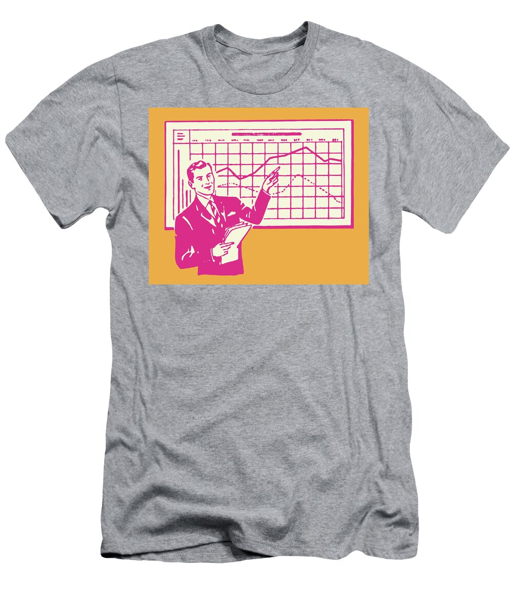 Man Presenting Line Chart Csa Images T-Shirt
