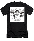 Man Struggles Lifting Heavy Dumbbells Showing Strain Mason Guard T-Shirt