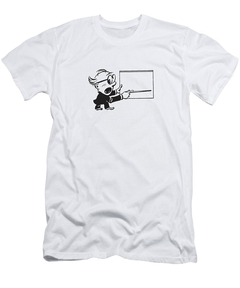Man Teaching and Pointing to Blank Sign Csa Images T-Shirt