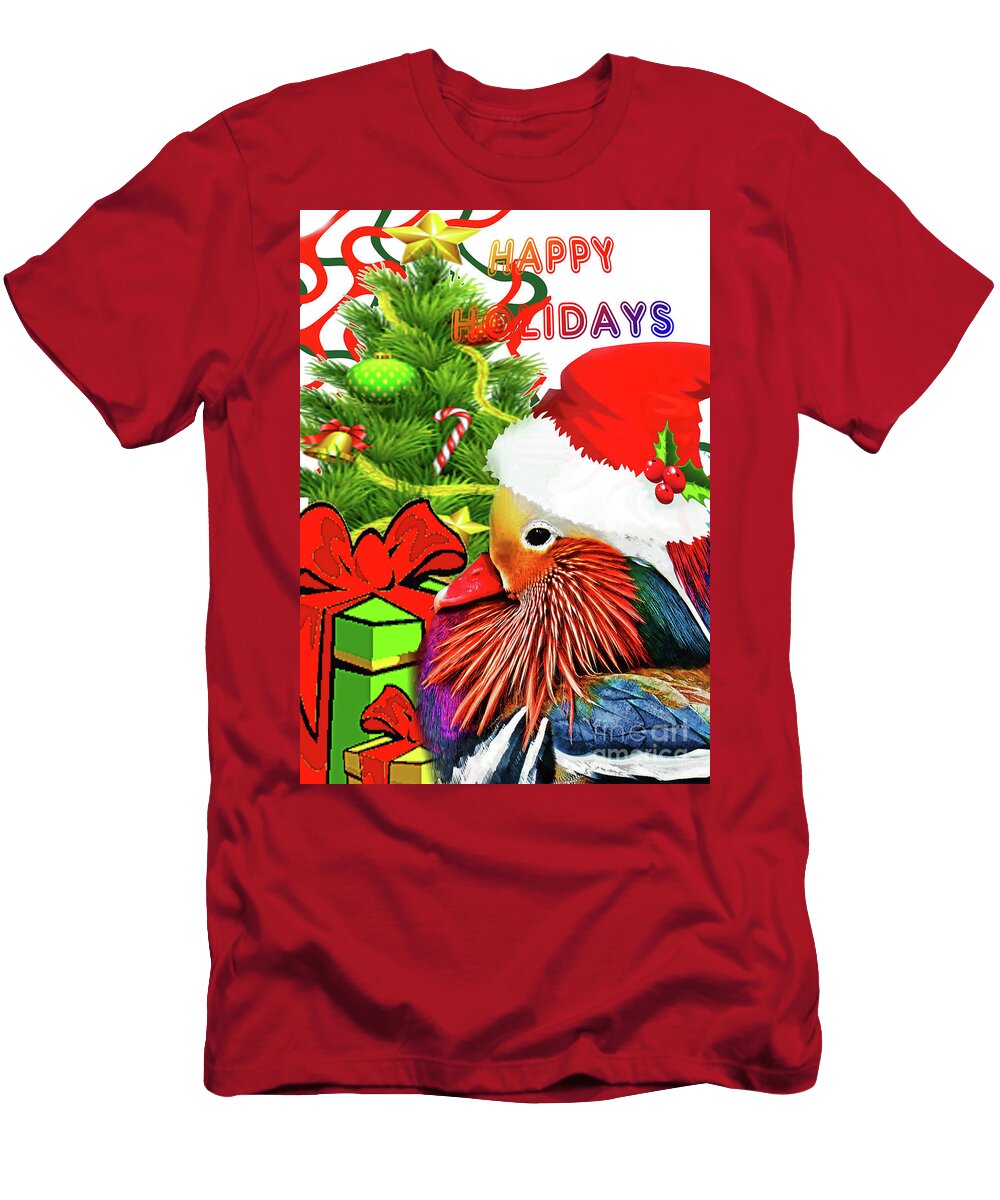 Mandarin Duck Holiday Greeting Regina Geoghan T-Shirt