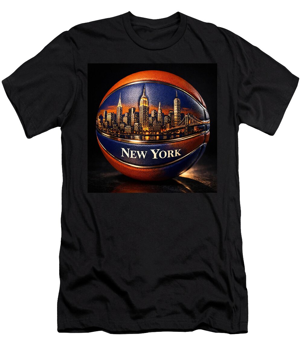 Manhattan Luxury Basketball in Orange and Blue Max Freeman T-Shirt