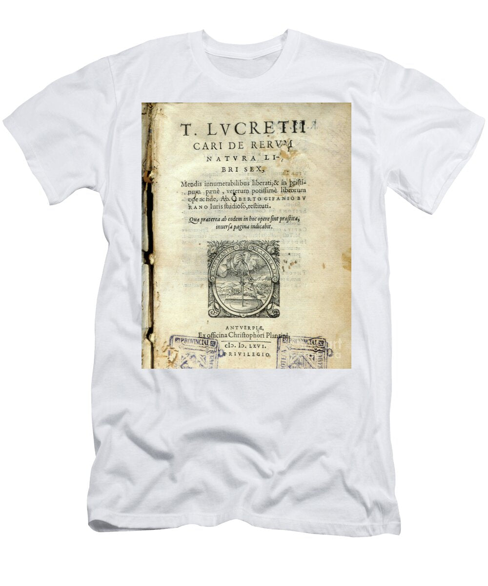 Manuscript Page of Volume 6 of De Natura Rerum Unknown Artist T-Shirt