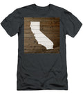 Map of California State Outline White Distressed Paint on Reclaimed Wood Planks Design Turnpike T-Shirt