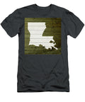 Map of Louisiana State Outline White Distressed Paint on Reclaimed Wood Planks Design Turnpike T-Shirt