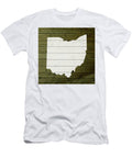 Map of Ohio State Outline White Distressed Paint on Reclaimed Wood Planks Design Turnpike T-Shirt