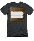 Map of Pennsylvania State Outline White Distressed Paint on Reclaimed Wood Planks Design Turnpike T-Shirt