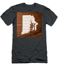 Map of Rhode Island State Outline White Distressed Paint on Reclaimed Wood Planks Design Turnpike T-Shirt