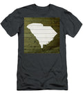 Map of South Carolina State Outline White Distressed Paint on Reclaimed Wood Planks Design Turnpike T-Shirt