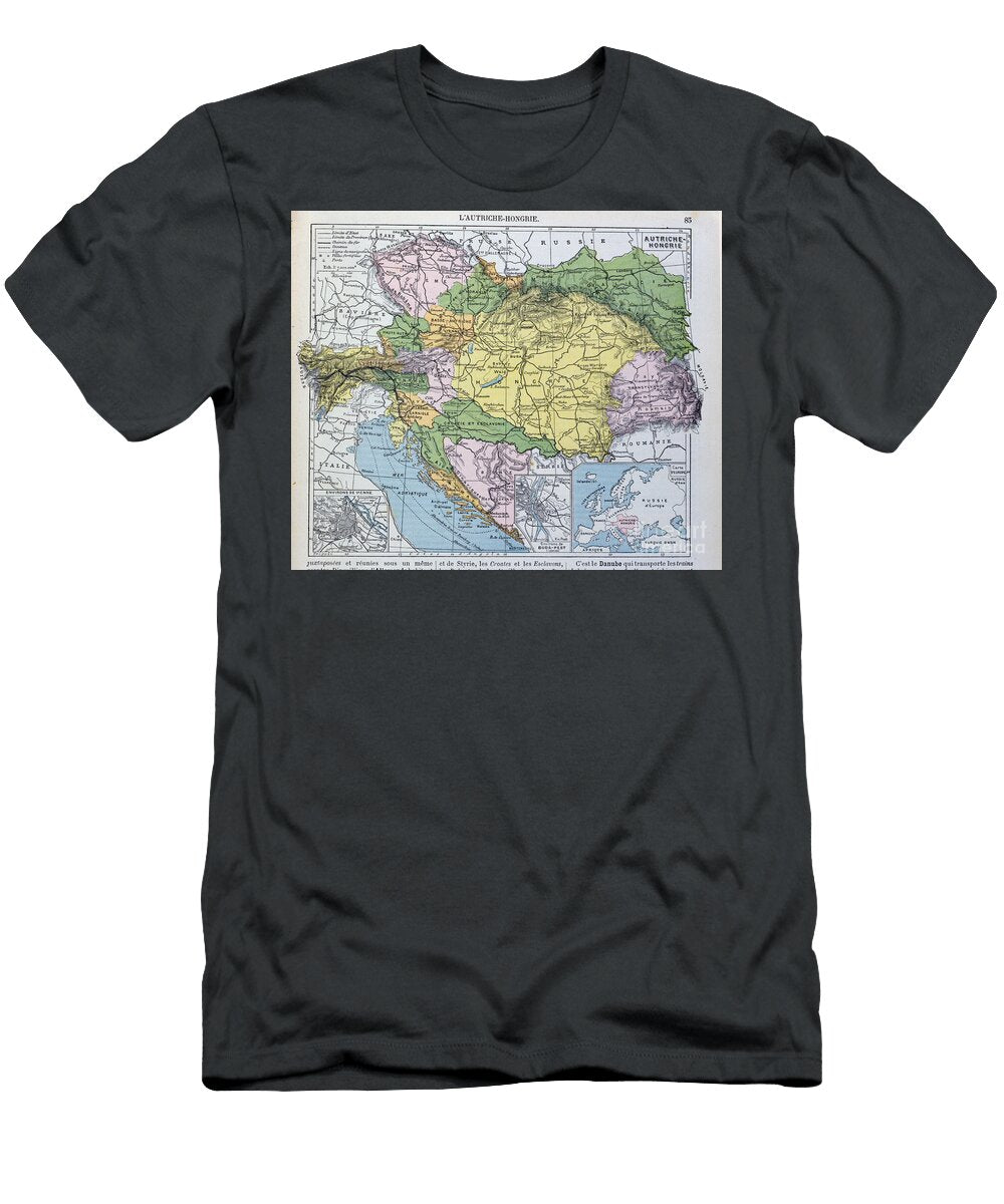 Map of the Austro Hungarian Empire Illustration From a French Geography School Textbook 1905 French School T-Shirt