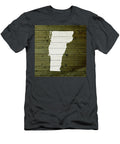Map of Vermont State Outline White Distressed Paint on Reclaimed Wood Planks Design Turnpike T-Shirt