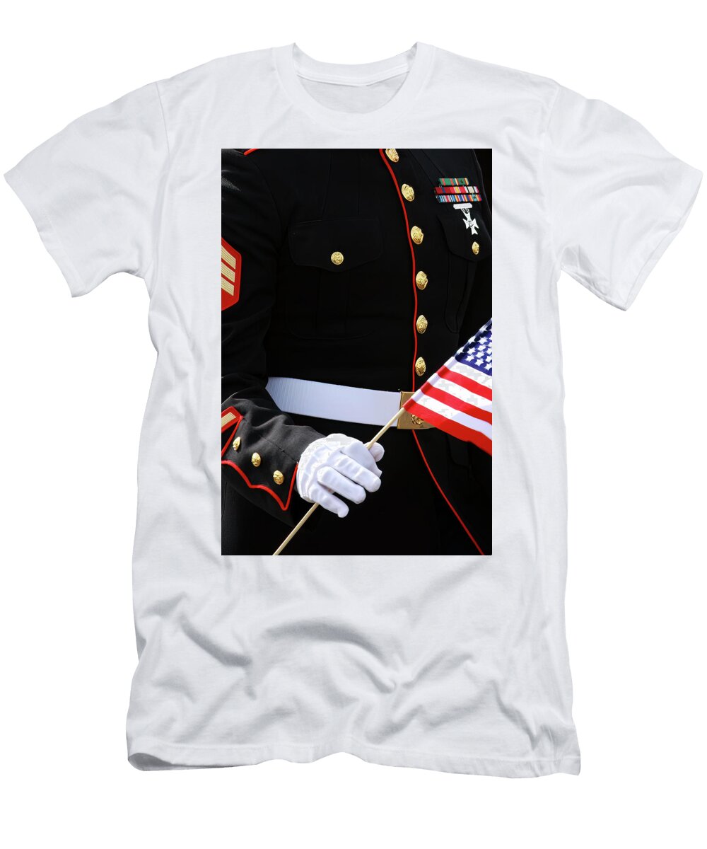 Marine with Flag Bonny Puckett T-Shirt