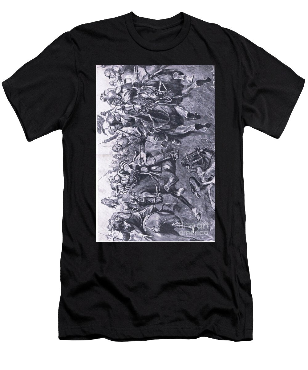 Marston Moor July 2nd 1644 the Scottish Cavalry Under Leslie Attacking Prince Ruperts Flank Illustration From British Battles on Land and Sea 1915 John De Walton T-Shirt