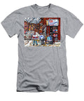Marvens Restaurant Park Ex Winter in the City Montreal Art Street Hockey Painting for Sale C Spandau Carole Spandau T-Shirt