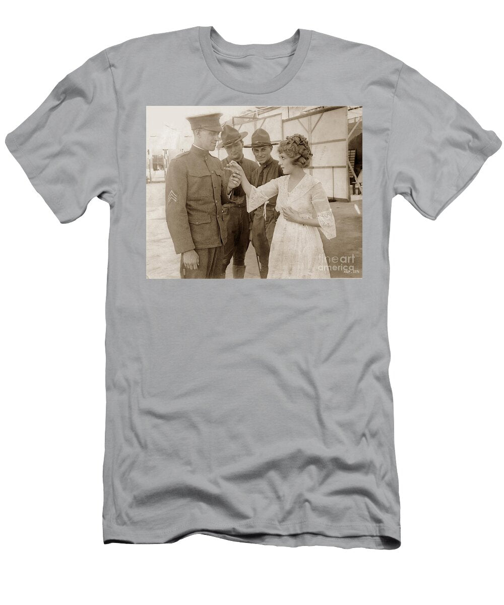 Mary Pickford Presenting a Gold Locket to Sergeant Chas R Fu California Views Mr Pat Hathaway Archives T-Shirt